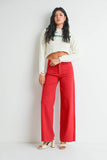 Red Mini Patch Pocket Wide Leg Pant