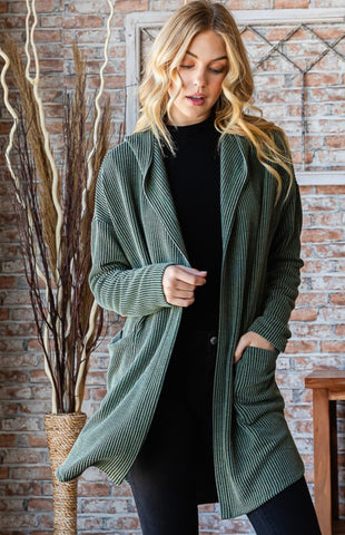 Ribbed Hooded Cardigan
