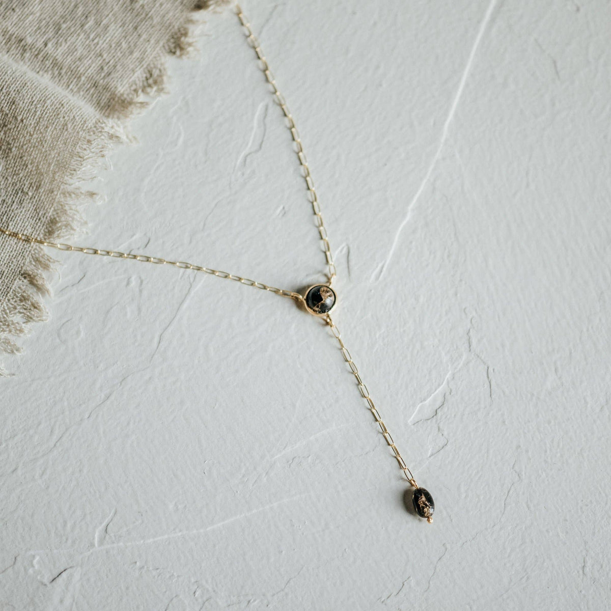 Lariat Necklace // Copper Obsidian // Demi-Fine Gold