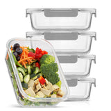 Glass Food Storage Containers with Airtight Lids - Set of 5
