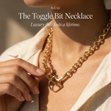 Equestrian Horse Bit Toggle Necklace 18k Gold Non Tarnish