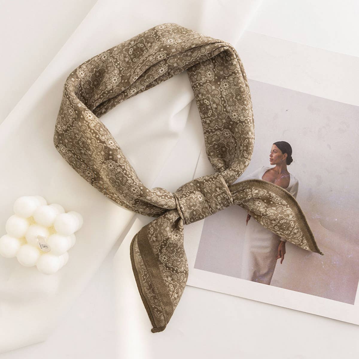 Vintage Print Square Scarf
