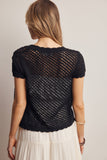 Open-Knit Short-Sleeve Crochet Cardigan Top