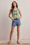 Tie-Front Striped Knit Vest