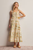 Floral Smocked Tiered Midi Dress