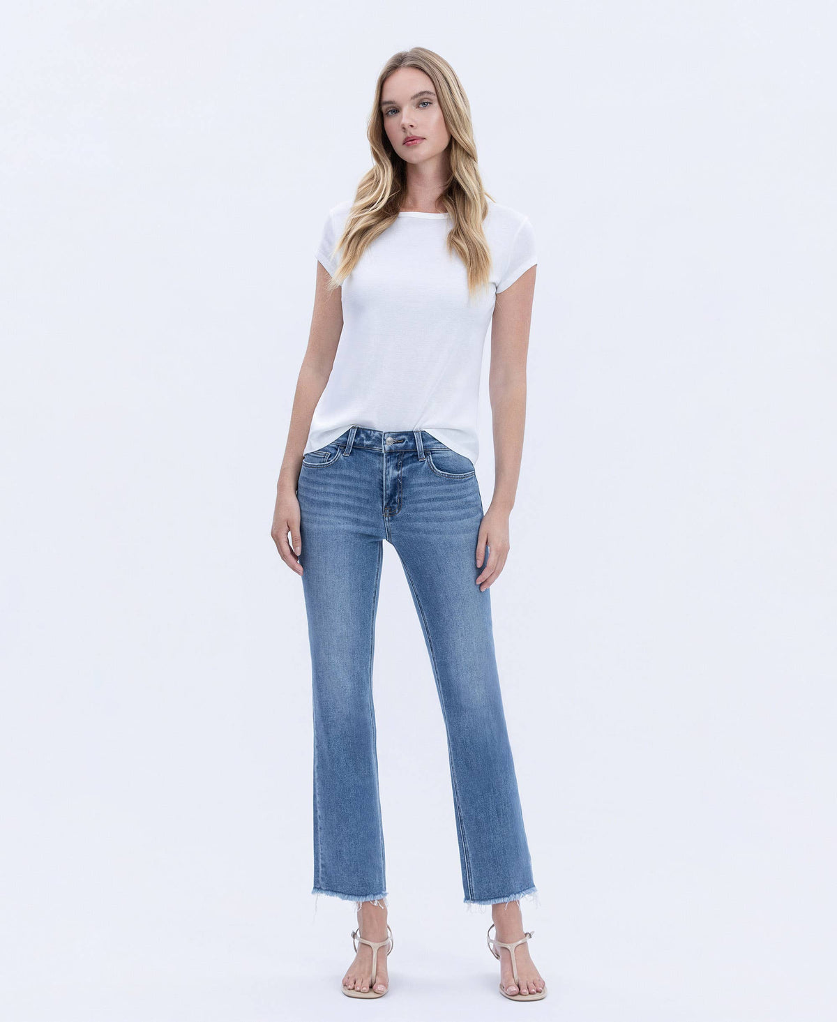 Vervet Mid-rise Medium Wash Raw Hem