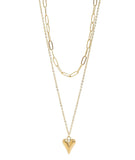 Layered paperclip necklace | heart charm | 18k gold plated