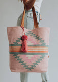 Pink, Orange & Slate Aztec Tote