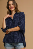 Oversized Textured Leaves Blouse