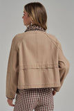 Twill Barn Coat with Leopard Detail
