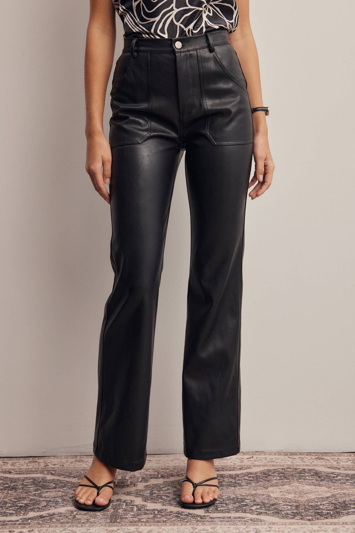 Faux Leather Straight Leg Pants