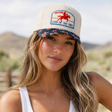 Land Of The Free Embroidered Patch Star Print Trucker Hat