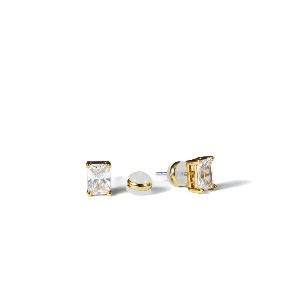 18K Gold Baguette Stud Earrings