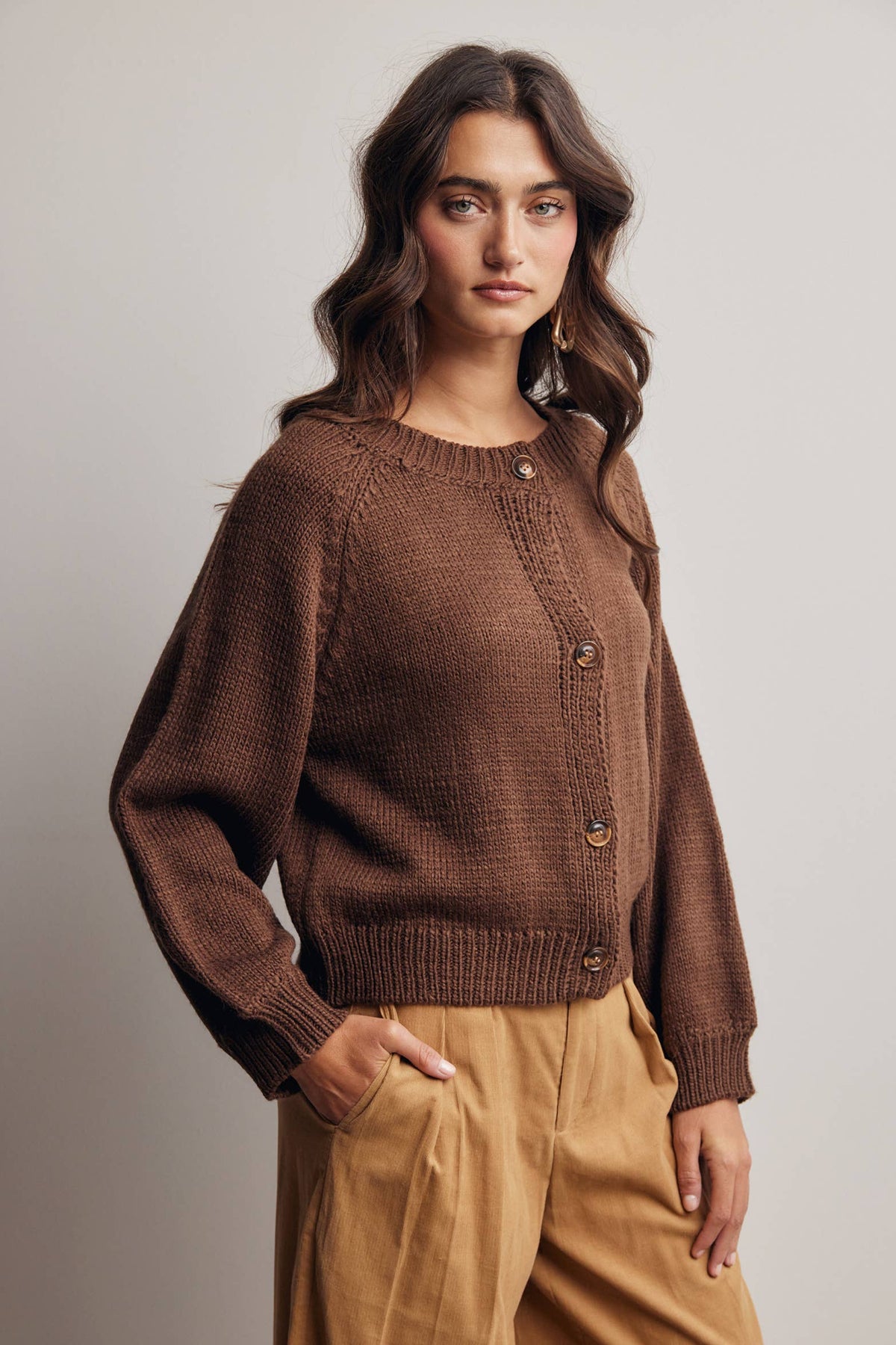 Classic Knit Button Front Cardigan