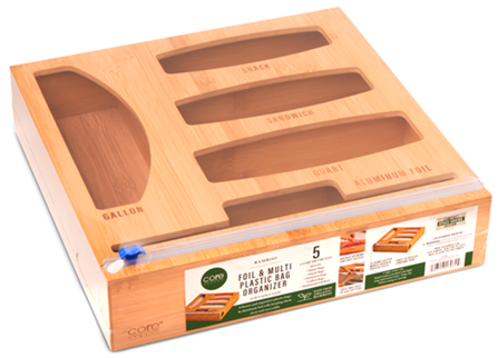 Bamboo Foil and Multi Plastic Bag Organizer - 1 Slot
