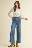 Pin Tuck Wide Leg Jean