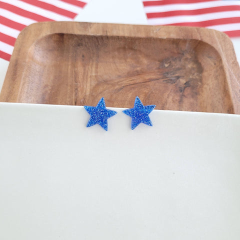 Liberty Star Studs - Blue // 4th of July Earrings