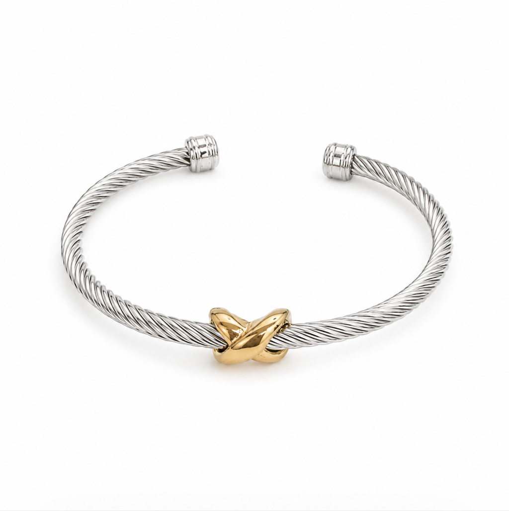 Knot Cable Cuff Bracelet | Stainless Steel & Waterproof