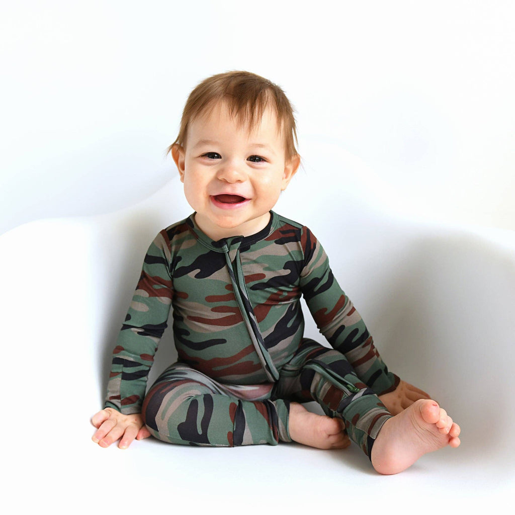 Bamboo Baby Pajama Sleepies Little Baby Zip Camo