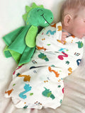 Dylan Dino Plush Toy with Teether: Dinosaur Lovey, Shower Gift, Security Blanket for Babies