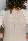 Round Neck Raglan Sleeve Contrast Solid Fitted Rib Top