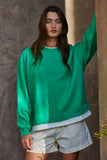 Cotton Polyester Crew Neck Sweatshirt Top