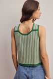 Tie-Front Striped Knit Vest