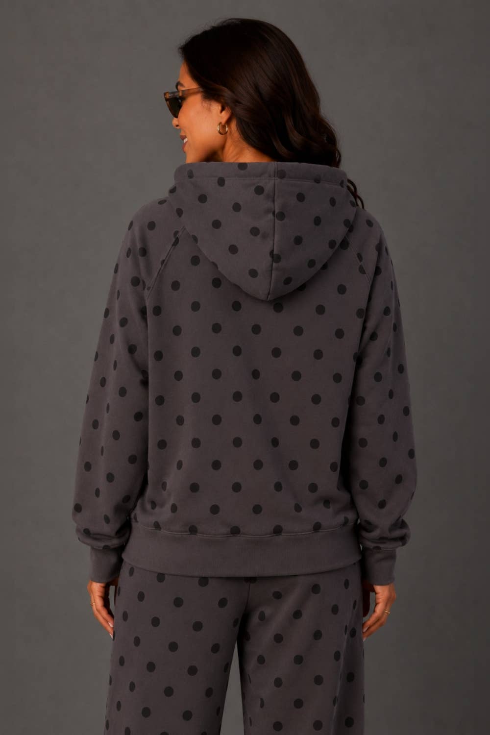 Dk. Gray & Black Polka Dot Hooded Sweatshirt