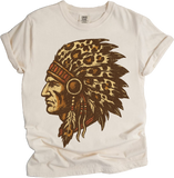 Leopard Print Indian Chief Head Shirt - Printed On Comfort Colors