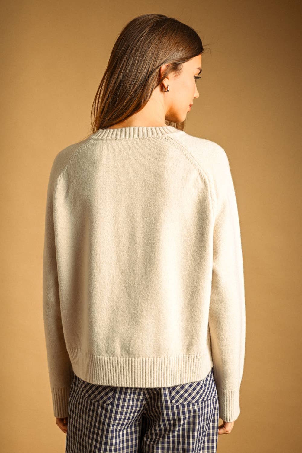 Cream Half Button Up Sweater