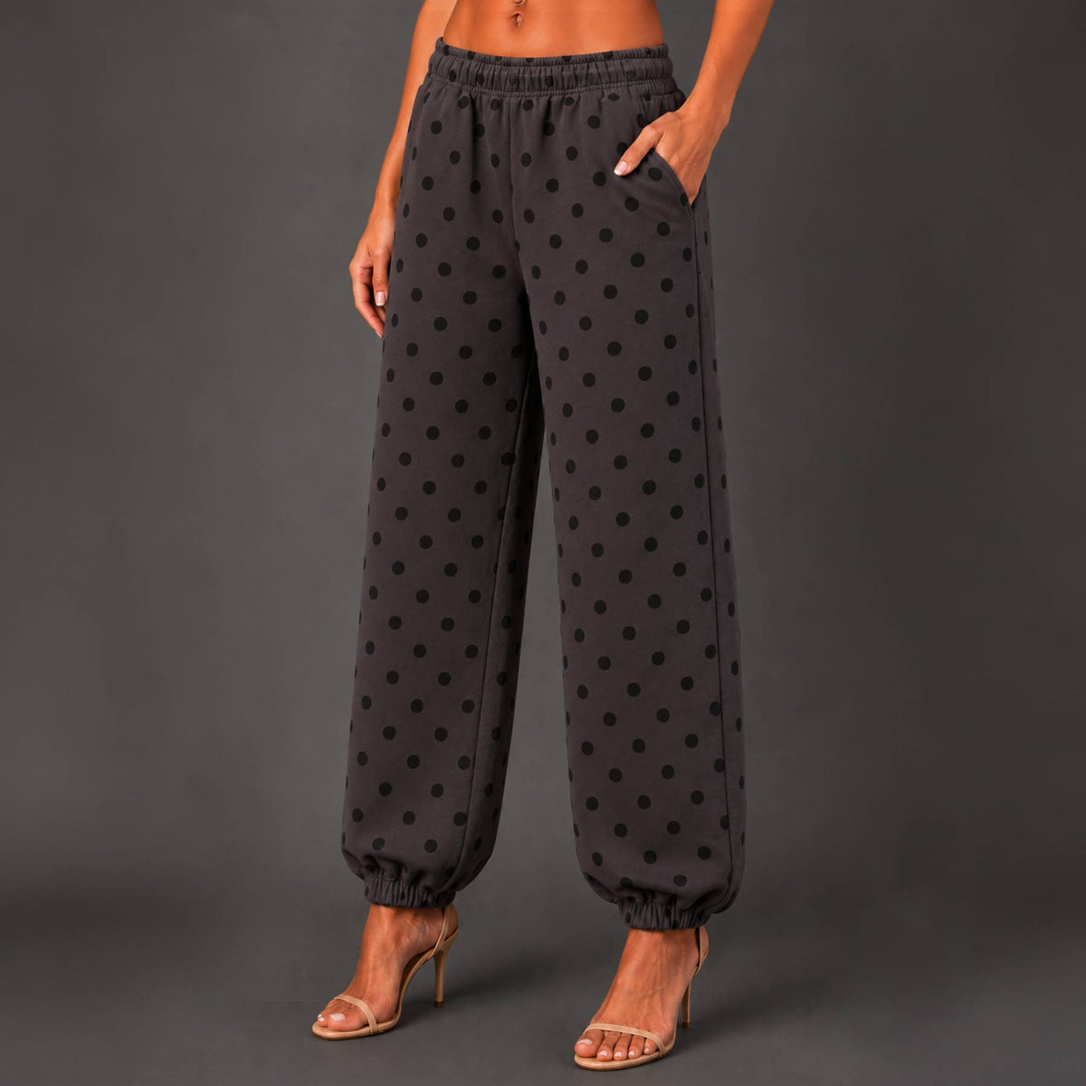 Dk. Gray & Black Polka Dot Sweatpants