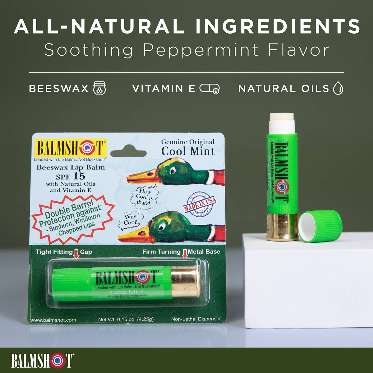 Shotgun Shell Lip Balm | Cool Mint Camo | SPF 15 |