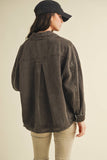 Coffee Vintage Wash Pleated Back Jacket