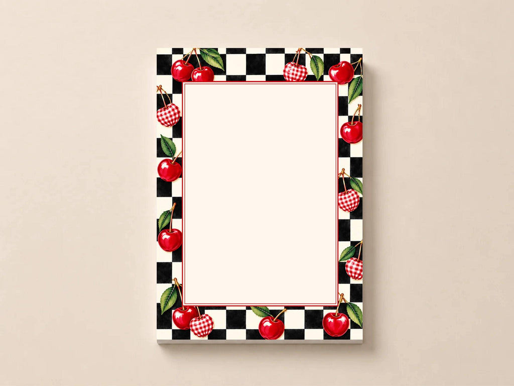 Cherry Checkered Memo Pad | Cute Fruit Stationery