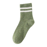 Preppy Versatile Plain Color Striped Socks