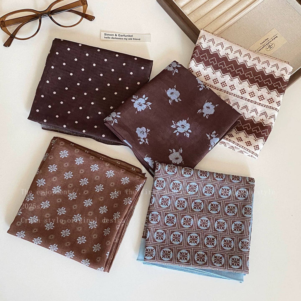Maillard style Fair Isle pattern square scarf Bandana