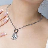 Gold and Steel Horse Shoe Carabiner Charm Holder Necklace