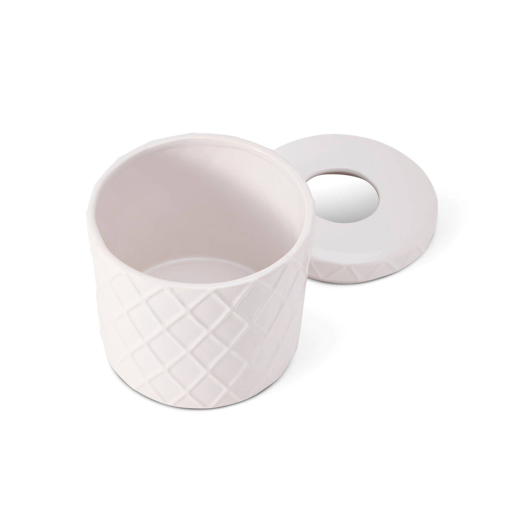 Ceramic Diamond Pattern Tissue Box - White