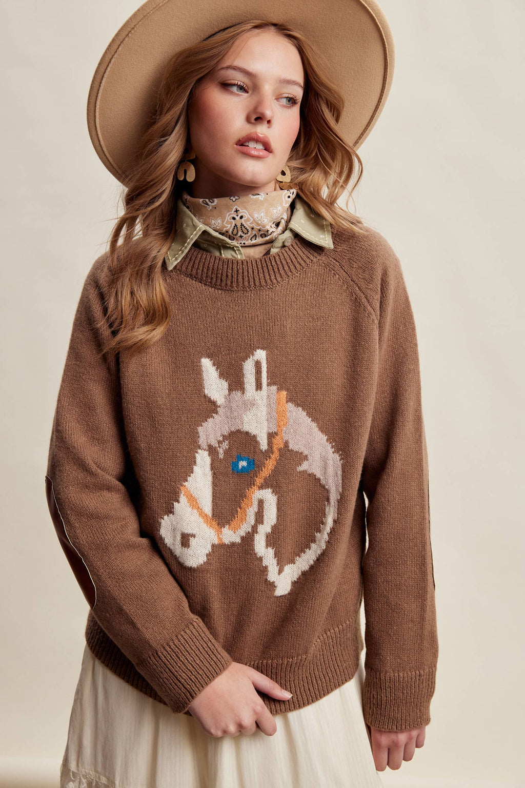 Horse Intarsia Knit Sweater