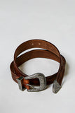 Western-Inspired Floral Embossed Genuine Leather Belt