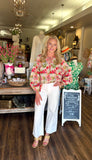 Floral Balloon Sleeve Top