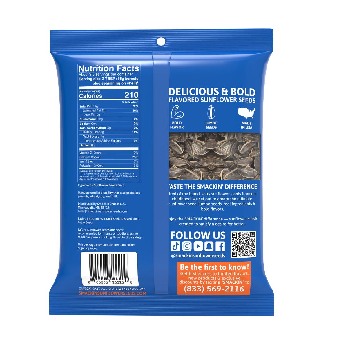 SMACKIN' "OG" Original Sunflower Seeds 4 oz)