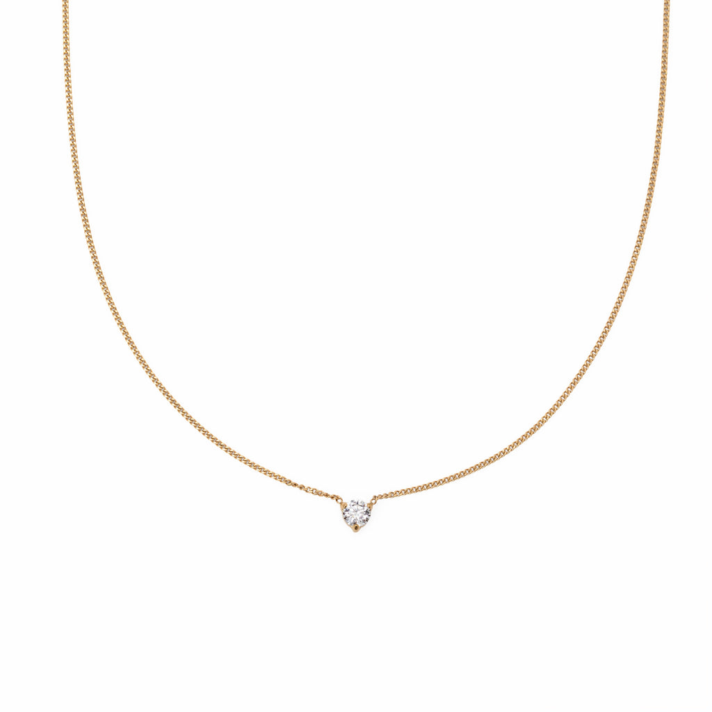 Waterproof 4mm Round Brilliant 5A CZ Solitaire Necklace