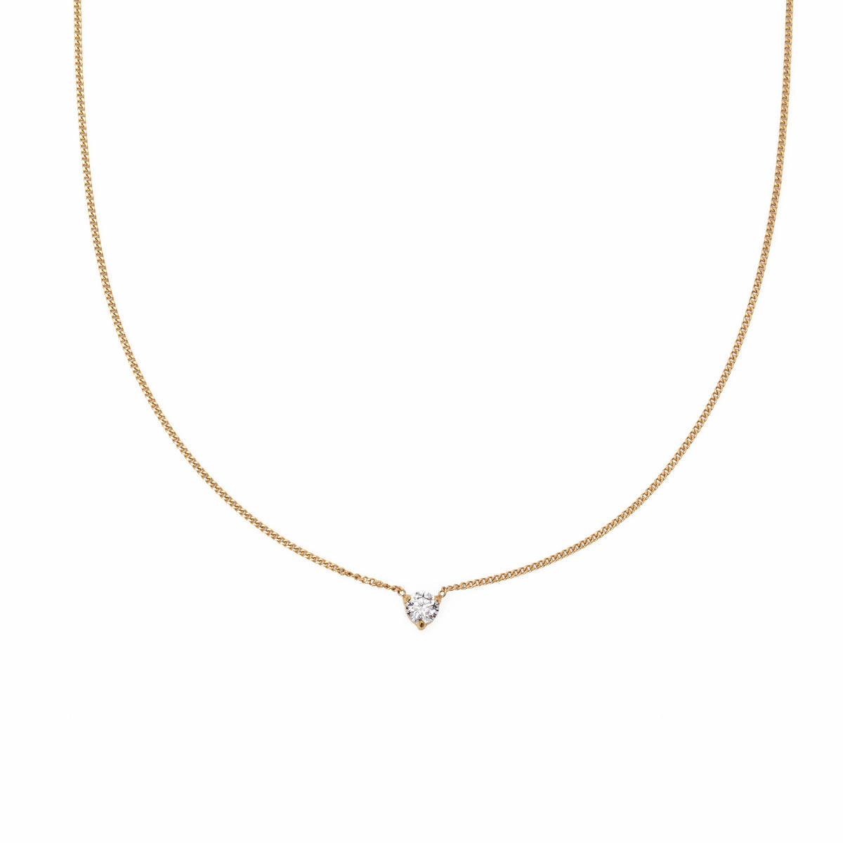 Waterproof 4mm Round Brilliant 5A CZ Solitaire Necklace