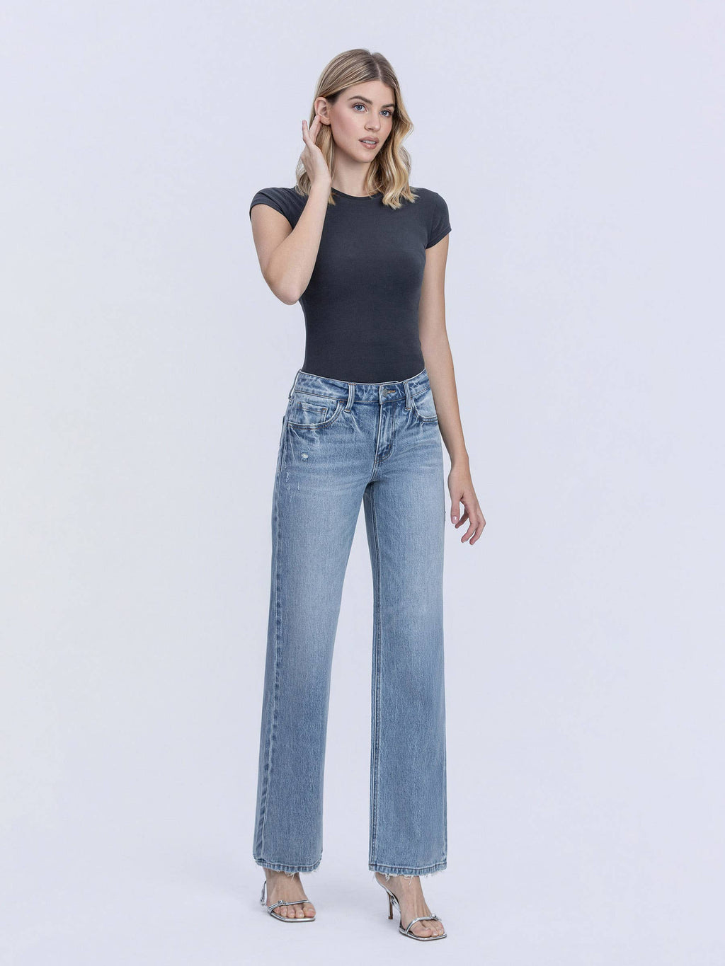 Vervet Mid Rise Slim Wide Jeans