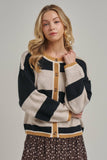 Wide Stripe Button Up Cardigan