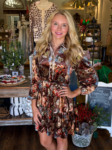 Floral Paisley Velvet Dress