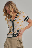 Horse Print Button Up Cardigan