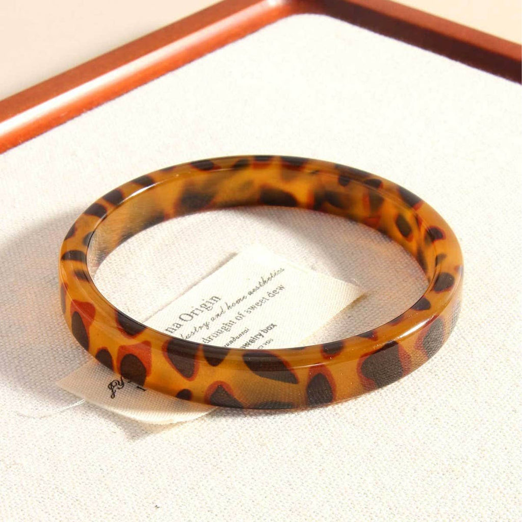 Tortoiseshell Resin Wide Bangle Bracelet