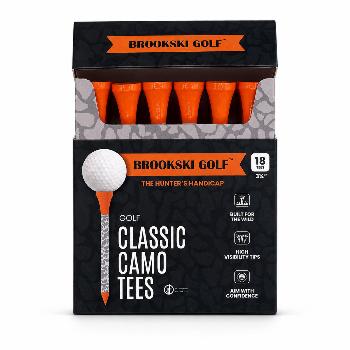 Brookski Golf 18 pack Deer Camo Golf Tees 3 ¼"